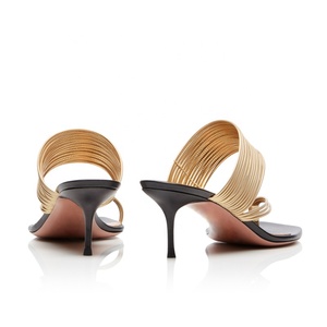 Thingjia-sandales à talons hauts dorés pour femmes, chaussures d'été élégantes, tongs à la mode, grande taille, collection <span class=keywords><strong>2020</strong></span> - Product Image 3