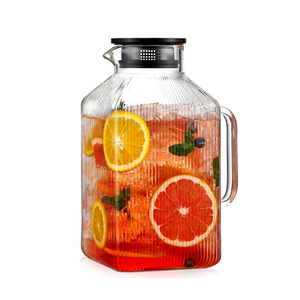 <span class=keywords><strong>Carafe</strong></span> <span class=keywords><strong>en</strong></span> <span class=keywords><strong>verre</strong></span> de 1 gallon, forme carrée minimaliste moderne, pour réfrigérateur, avec couvercle - Product Image 3