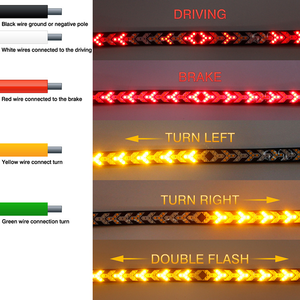 Flexibler Pfeil-<span class=keywords><strong>LED</strong></span>-Streifen 12V <span class=keywords><strong>24V</strong></span> Auto-Rücklicht Bremswarnleuchte Rotes Brems-Rücklicht Dynamischer Sequentieller Gelber Blinker - Product Image 4