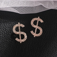 Boucles d'oreilles pendantes de luxe personnalisées, style mode, avec motif dollar en cristal et strass, effet bling, signe de monnaie, pour un look affirmé