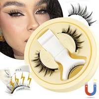OEM/ODM Faux cils magnétiques forts en cheveux synthétiques, cils naturels légers, sans colle, ensemble de faux cils réutilisables