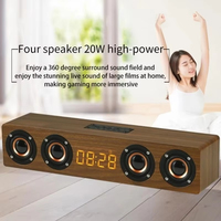 Speaker nirkabel Bluetooth portabel, Soundbar LED Jam tampilan Radio pesta rumah, baterai dapat diisi ulang, pemutaran kartu memori