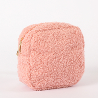 Sac de rangement multicolore pour le maquillage, pochette de rangement pelucheuse et confortable, polaire rose, chats en peluche, nouveau Stock