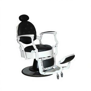 Fauteuil de Barbier Rétro Personnalisé en Cuir Huilé – Utilisation Commerciale en Salon, Pivotant, Inclinable, Réglable en Hauteur pour Salon de Coiffure - Product Image 1