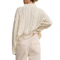 Pull en maille personnalisé pour femme, mélange de laine, col roulé, demi-zip, motif torsadé, style décontracté preppy, haute qualité, couleur unie, automne