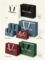 Sacs shopping en papier imprimé brillant de luxe, 3 tailles, avec poignée en tissu épais, sacs fourre-tout de marque pour emballage cadeau, vente en gros