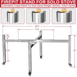 Firepit Stand Stainless <strong>Steel</strong> Adjustable Stand for Camping <strong>Outdoor</strong> <strong>Fireplace</strong> Stand for Solo Stove Bonfire - Product Image 4