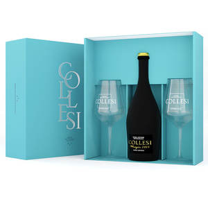 Ensemble de bière Collesi, bouteille de 750 ml avec 2 verres à vin, design minimaliste, passe au lave-vaisselle, ensemble de service pour boissons - Product Image 1