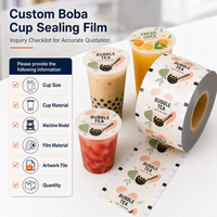Film d'étanchéité personnalisé pour gobelets à bubble tea, rouleau de 90/95 mm, film de couvercle pour gobelets Boba pour les magasins de thé au lait et de jus