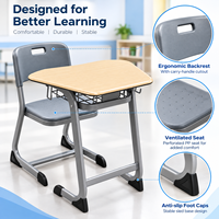 Ensemble bureau et chaise ergonomiques réglables en hauteur pour école internationale