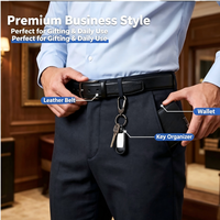 Coffret cadeau luxe homme 3 en 1 : ceinture en cuir + portefeuille + porte-clés, accessoire de costume formel pour homme, boîte cadeau pour cadeau promotionnel