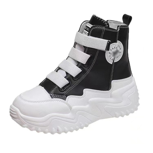 Casual Canvas Shoe Style <strong>Leather</strong> High Top <strong>Boots</strong> Thick Soles Lace Style <strong>Leather</strong> <strong>Boots</strong> Women - Product Image 6