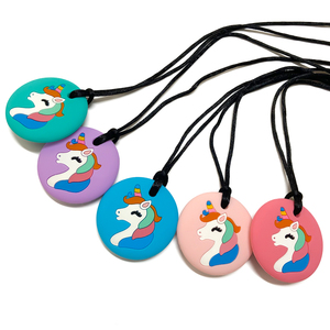Nouveaux colliers à mâcher en silicone licorne de dessin animé pour l'autisme, le TDAH, l'anxiété, la stimulation orale et la dentition - Product Image 5