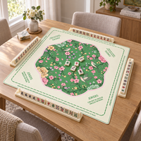 Soldes Exceptionnelles Tapis de Mahjong Américain en Néoprène Caoutchouc 3mm 80x80cm Imprimé Floral Oiseaux Antidérapant