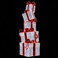 Ruban lumineux géant en métal CE IP65, blanc chaud/froid, avec nœud papillon, motif boîte cadeau de Noël