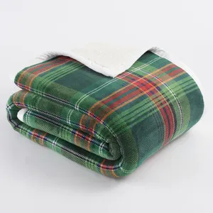 50x60'' Gingham Plaid Customized Christmas 2 layer Throw Blanket For Couch