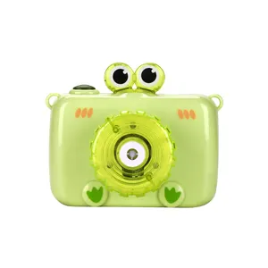 Sevimli yaratıcı kabarcık makinesi yaz açık karikatür hayvan kurbağa şekli kabarcık makinesi kamera ile müzik ve ışık çocuk oyunu