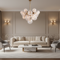 Suspension moléculaire moderne Jingshi Lighting en or, avec globes en verre givré effet craquelé, élégante décoration pour salle à manger
