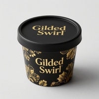 Gobelets à crème glacée en papier alimentaire dorés personnalisés, résistants aux fuites, pour les boutiques de desserts haut de gamme, les restaurants gastronomiques et les événements gourmands