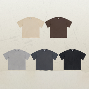 Camiseta personalizada estilo vintage, lavada, lisa, 305G, algodón puro, de peso pesado, fabricación de camisetas con logo impreso DTG personalizado. - Product Image 6