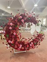 Arche de mariage mobile moderne en fer forgé avec fleurs artificielles en soie, couleur personnalisable, prix usine, hauteur 6-7 pieds