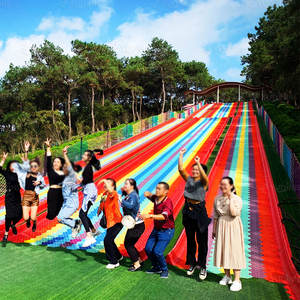Tobogán de Arcoíris Colorido para Niños, Juegos de Parque de Atracciones al Aire Libre, Juegos de Patio de Recreo, Tobogán Seco Familiar - Product Image 5