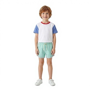 Ensemble de vêtements personnalisés pour enfants, vente en gros OEM, T-shirt en coton à col contrastant et <span class=keywords><strong>short</strong></span> Dolphin, 2 pièces, tenue de sport d'été pour garçons et filles - Product Image 2
