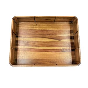 Acacia Wood Storage Box Rectangle 9 Compartments Multi Functional Desk Organizer Living Room <b>Tea</b> <b>Tray</b> - Product Image 2