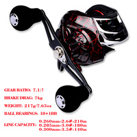 En gros Moulinet Baitcasting en Alliage d'Aluminium 18+1BB Rapport de Transmission 7.1:1 pour Pêche à la Ligne en Eau Salée et Eau Douce, Puissance de Frein 10KG Gauche