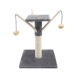 Árbol rascador para gatos de sisal de 1 nivel, gris y rosa, para jugar y descansar en interiores. - Product Image 5