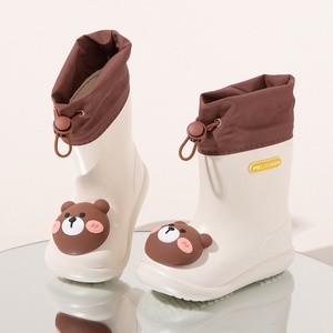 Botas de Lluvia <span class=keywords><strong>DELIA</strong></span> para Niños, Diseño de Dibujos Animados, Media Pantorrilla, con Cordón, Antideslizantes, de Algodón y Spandex, con Diseño de Oso y Pato, Modelo EVA - Product Image 2