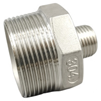 Raccord réducteur hexagonal mâle fileté SUS304 pour systèmes de climatisation/cuisine/salle de bain/ventilation et circulation de liquides OEM