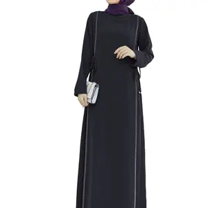 2024 New design Islamic Long dress women Muslim solid color satin fabric Abaya Muslim garment open abaya