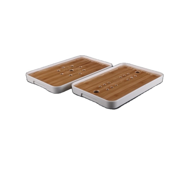 GB003 Wholesale Restaurant Rectangle Wood Grain Dry Ice Plate Seafood Hotpot Use Dish Durable Eco-Friendly Melamine Dinnerware