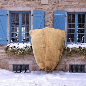 Housse de protection hivernale pour plantes, grande, en toile de jute avec cordon de serrage, protection UV, anti-nuisibles et anti-oiseaux pour semis et plantes vertes - Product Image 2