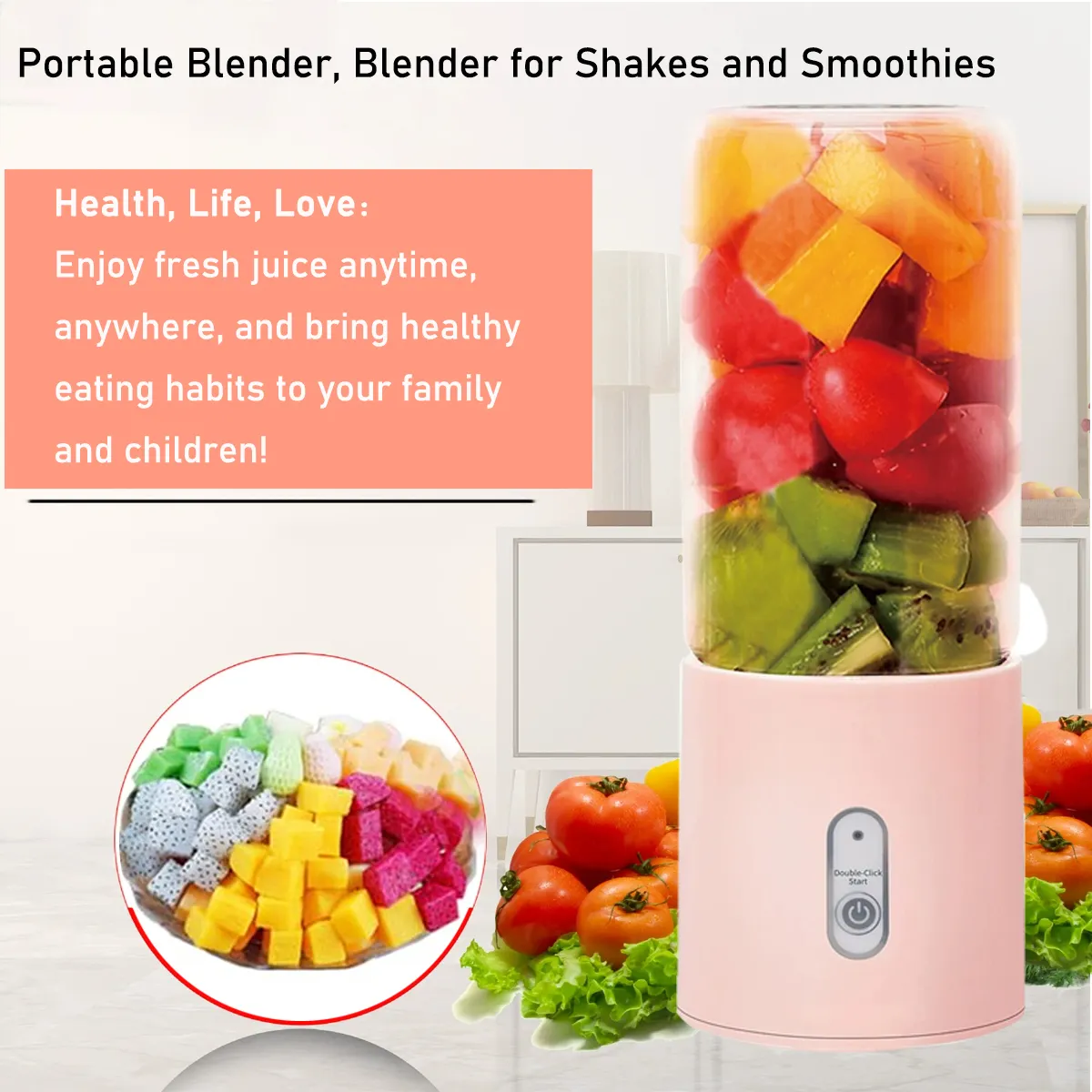 Produk baru 2024 Blender Mini pribadi portabel Blender kecil 500ML blender jus jeruk elektrik untuk Blender portabel