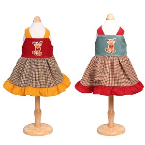 Robe Salopette Pied-de-Poule avec Applique Renne pour Chien, Tenue de Noël pour Animal de Compagnie en Velours Côtelé, Style Adorable Quatre Saisons - Product Image 3