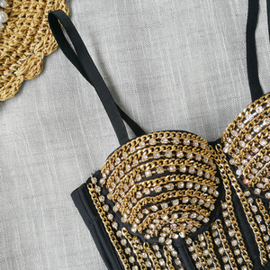 Guangzhou Auyan <strong>Sparkly</strong> Drill Shaped <strong>Top</strong> Heavy Metal Embellished Sexy Low-cut Small Halter Fish Bone - Product Image 5