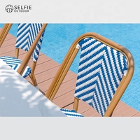 Chaise de jardin moderne en rotin et aluminium empilable pour restaurant, villa, cour, parc, atelier et école