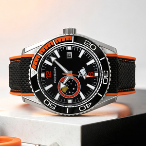 Montre de plongée à phases lunaires, montre mécanique automatique, acier inoxydable, lunette en céramique, verre saphir, logo personnalisé, vente en gros - Product Image 4