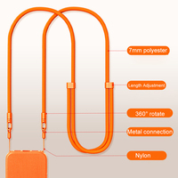 Cordon réglable de 7 mm pour port croisé, sangle de poignet de 150 cm, sangle de cou réglable à double boucle pour iPhone 18 17 Pro Max