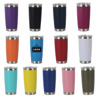 Termo de Acero Inoxidable 304 de 20 oz para Auto, con Acabado Plástico Pulverizado, Retención de Hielo y Logotipo Personalizable