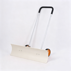 พลั่วตักหิมะโลหะด้ามไม้ปรับระดับได้พร้อมล้อ สีขาว/เทา/ดำ - Product Image 1