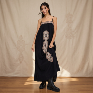 Embroidered Cotton <b>Long</b> Leaf Pattern Women's Scarf-All Seasons Multi-Purpose - Product Image 2