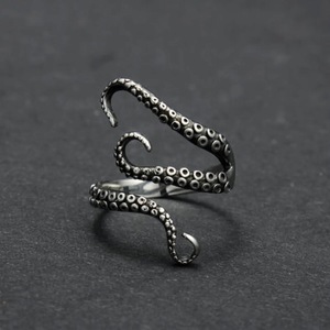 Anillo de Pulpo de Plata Antigua, Joyería Unisex de Estilo Gótico, Accesorio de Moda con Forma de Animal - Product Image 1
