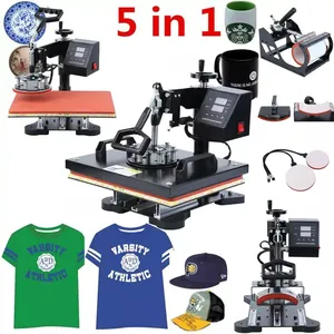 5 In 1 Digital Heat Press Machine Sublimation Multifunctional Transfer Printer For T-shirt Hat Mug