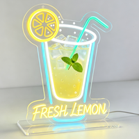 Enseigne néon LED personnalisée pour eau citronnée, publicité pour bar à jus, café, décoration, signalétique de boissons aux fruits, étanche IP65, lumière 3D à intensité variable