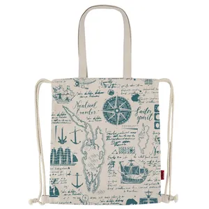 2024 Custom Sport Tote Drawstring Bag Plain Cotton Canvas <b>Mini</b> School <b>Backpack</b> Logo Travelling Drawstring Bag Letter Pattern - Product Image 4
