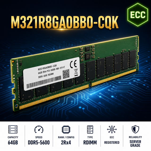 M321R8GA0BB0-CQK 64GB DDR5-5600 RDIMM ECC Server Memory (2Rx4) Ddr5 5600mhz Server Ddr5 64gb ram