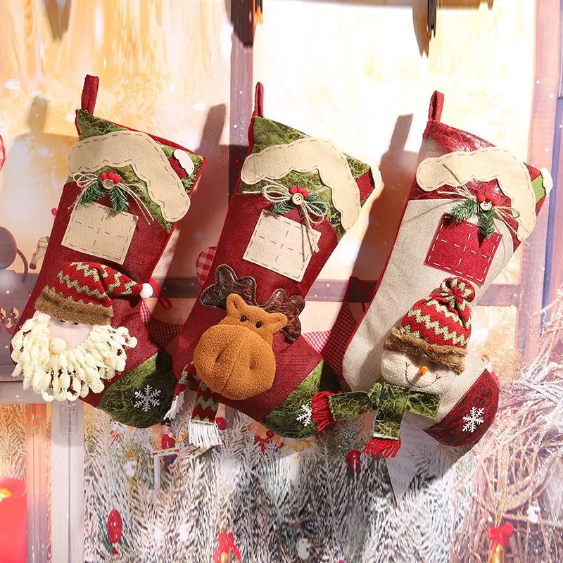 Sınır ötesi noel çorap şeker çanta dekorasyon noel çorap hediye çantası Apple çanta Santa kolye